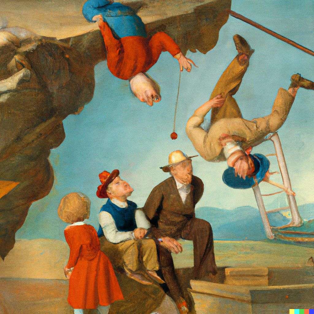 the discovery of gravity, painting by Norman Rockwell